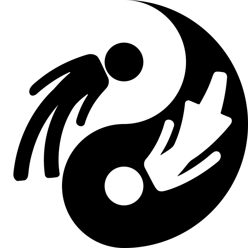 Masculinity and balance: a yin-yang symbol formed by two figures