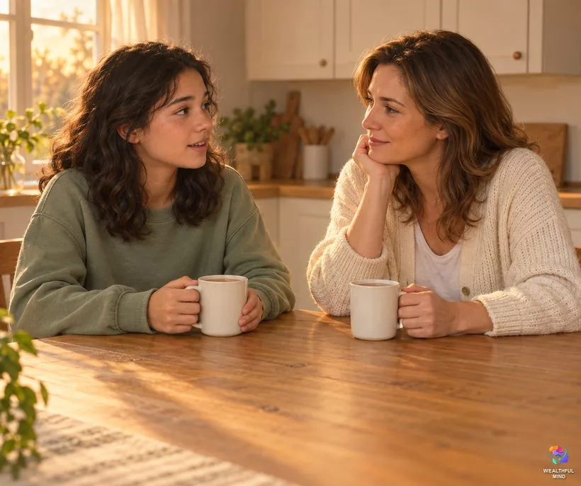 How to talk to a parent about reality shifting: a teenager and her mother talking over tea