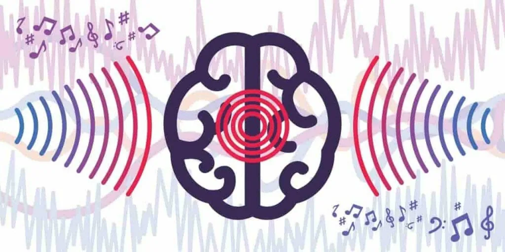 Binaural beats for the Julia method: a brain between sound waves and music notes