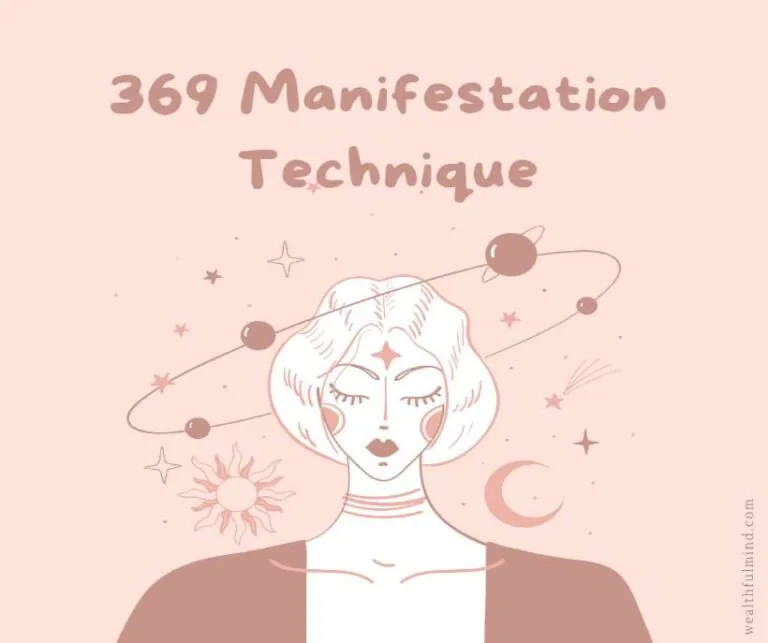 369 manifestation technique: a woman with closed eyes among planets, stars, the sun and the moon