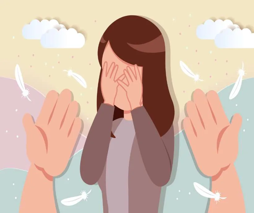What makes the hug method powerful: a cartoon girl hiding her face in her hands as two big open hands reach toward her