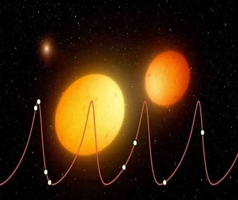 In your arms method with the heartbeat method: two glowing stars in space behind a red pulse line like a heartbeat