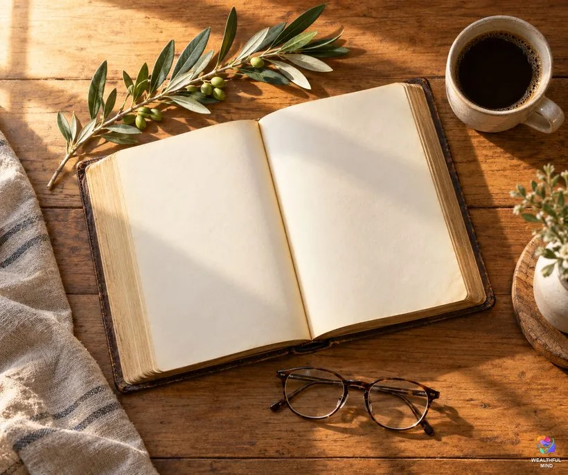 Is 7482 in the Bible: an open Bible on a wooden table in soft sunrise light