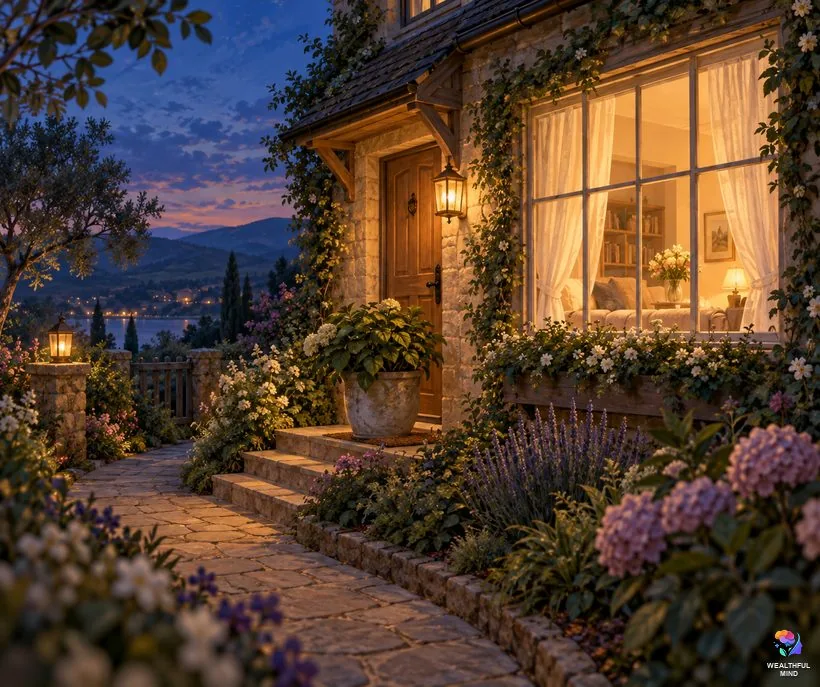 Can you get stuck in your DR: the warm lit window of a cosy home at dusk
