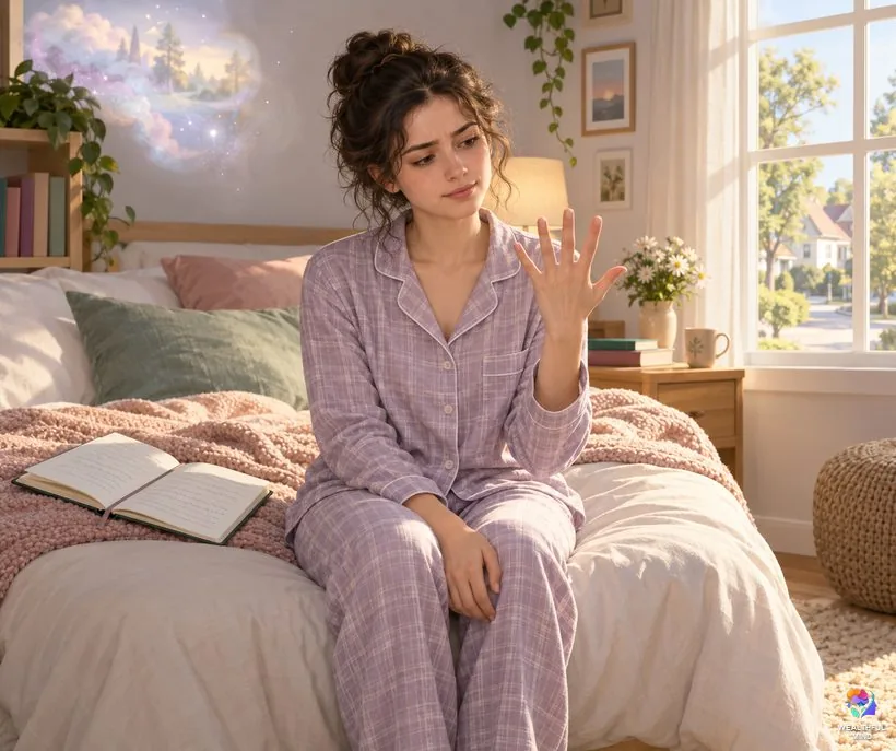 Did I shift or was it a lucid dream: a young woman in the morning counting her fingers as a reality check
