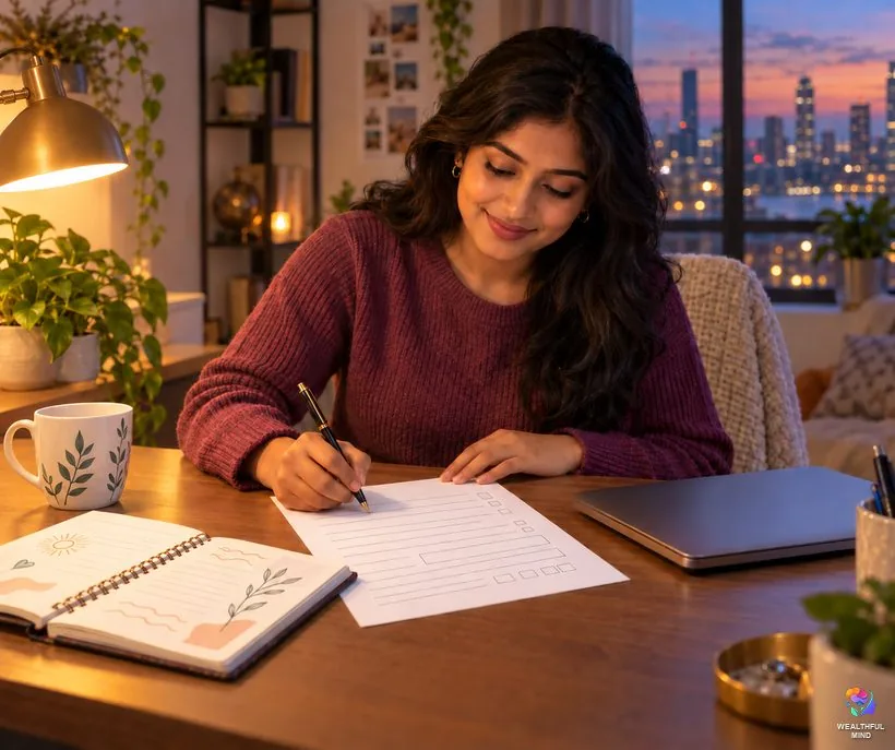 Does the 369 method work: a young woman pairing her manifestation notebook with a real job application
