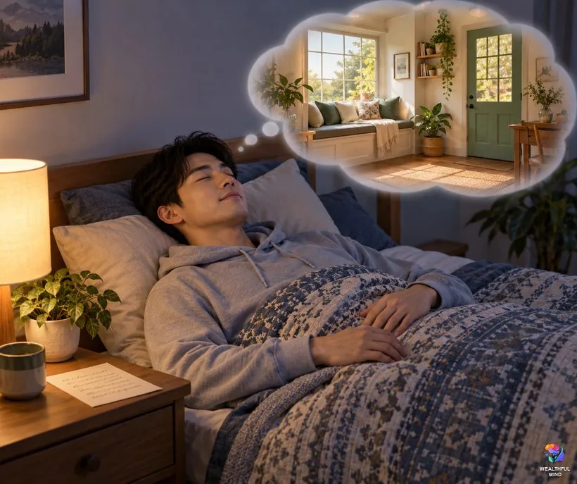 How to shift to your waiting room: a young man relaxing in bed as his waiting room forms above him
