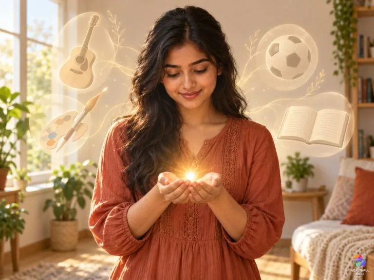 Innate ability: a young person holding a small glowing seed of talent in cupped hands