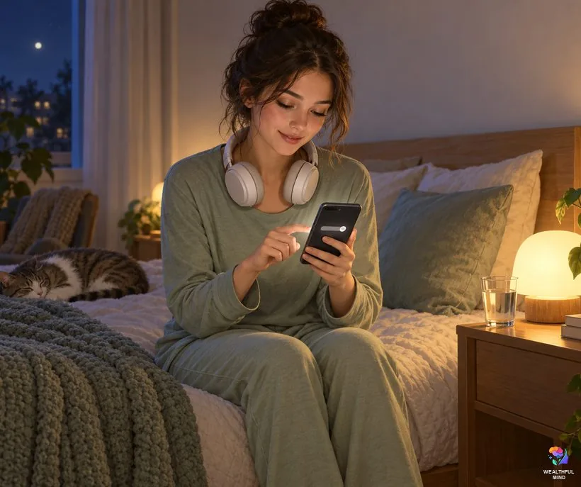 Is the ADHD shifting method safe: a young woman turning down her headphone volume at night