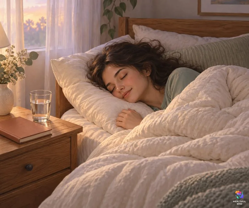 Is the staircase method safe: a young woman sleeping peacefully on her side as dawn light comes through the curtains