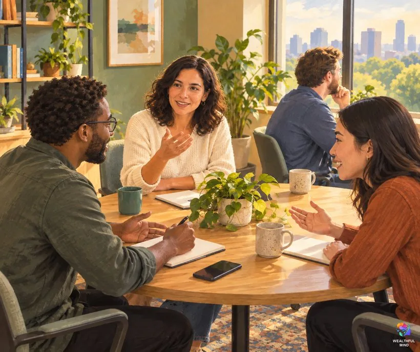 People refuse to listen: a young woman making a point in a meeting while her colleagues turn away