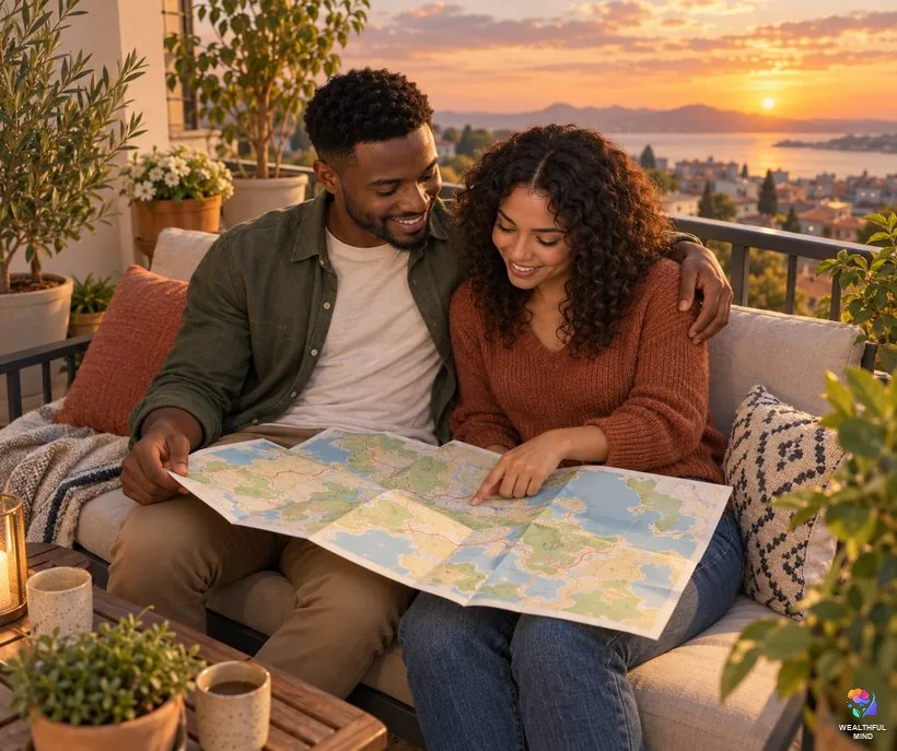 Selfishness in a relationship: a young couple planning a trip together instead of alone