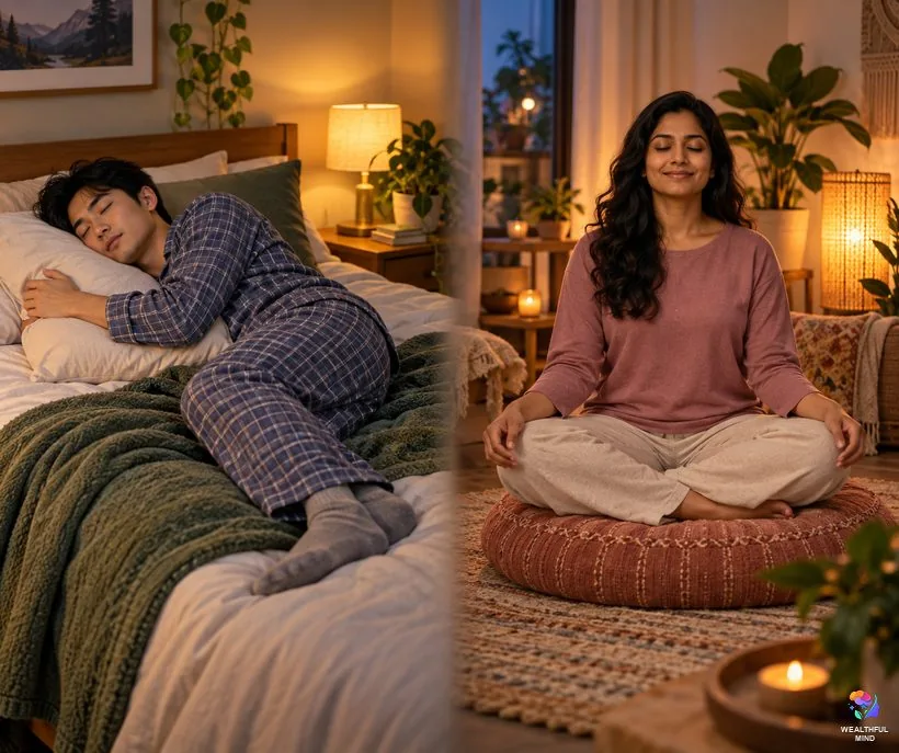 Other shifting positions besides the starfish position: lying on your side hugging a pillow or sitting cross-legged
