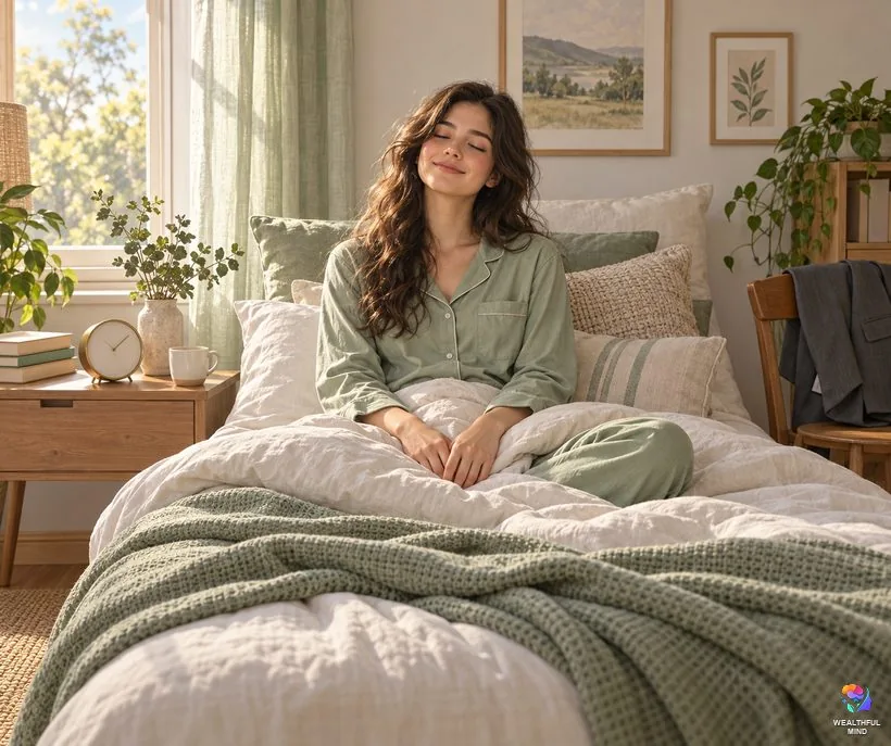 Shifting with a full-time job: a young woman resting with her eyes closed on a quiet weekend morning