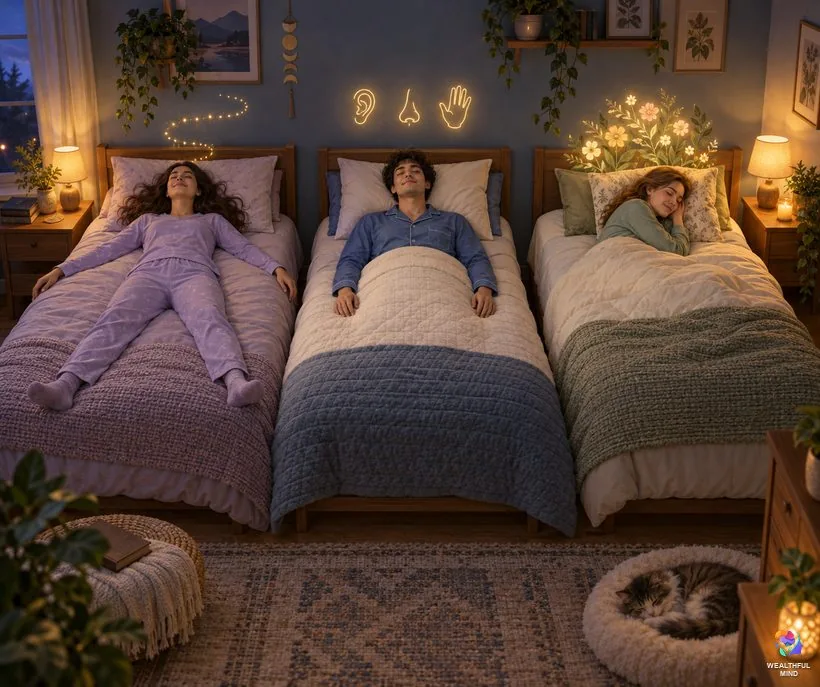 Sunni vs Raven vs 5 Senses: three young people trying three different shifting methods in bed