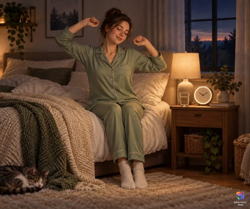 Wake back to bed for shifting: a young woman awake briefly in the early morning before going back to sleep with her method