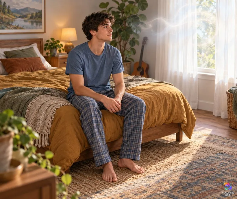What does it mean when your teeth fall out in a dream: a young man on his bed at morning, calmly thinking it over